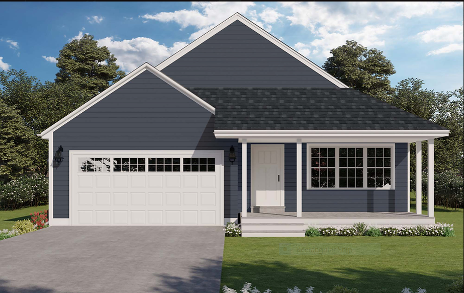 Floor plans, house plans, blueprints, architectural drawings, concept house, colonial, three bedroom, two and a half bathrooms, attached garage, pantry, mudroom, second floor laundry, deck, covered porch